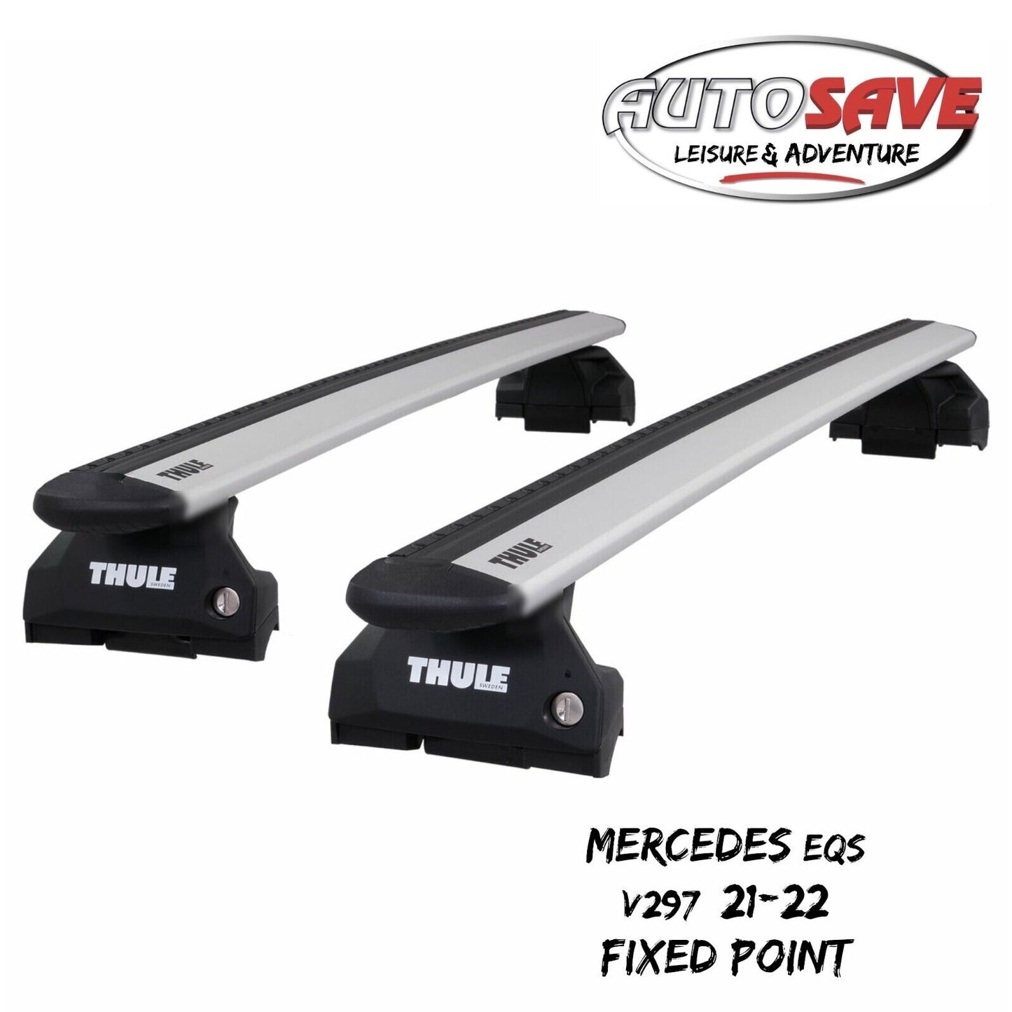 Thule WingBar Evo Silver Roof Bars for Mercedes EQS V297 21-22 Fixpoint Lockable