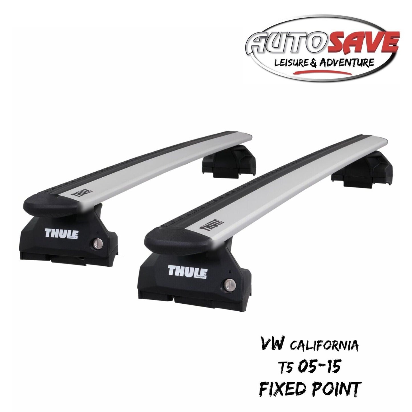 Thule WingBar Evo Silver Roof Bars Set to fit VW California T5 05-15 Fixpoints