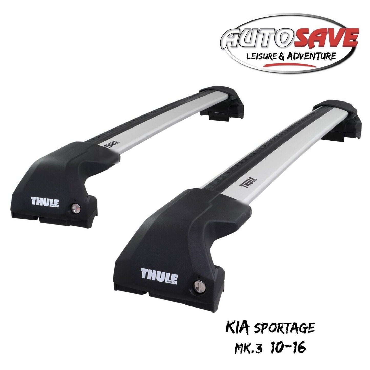 Thule WingBar Edge Silver Aluminium Roof Bars for Kia Sportage Mk.3 10-16 Rails
