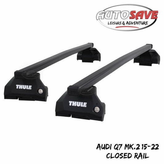 Thule Steel SquareBar Evo Roof Bars Set to fit Audi Q7 Mk.2 15-22 Closed Rail