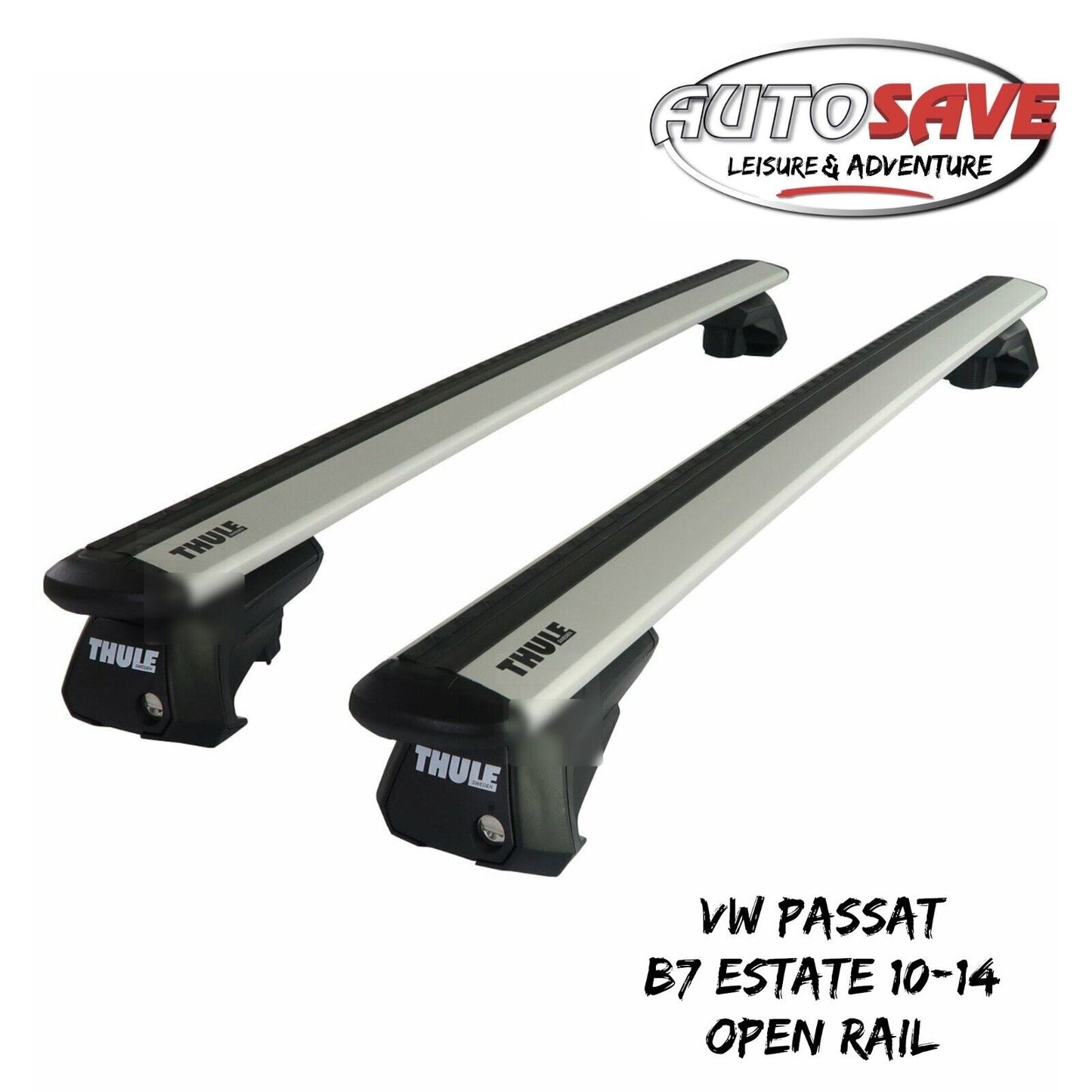 Thule Alu WingBar Evo Silver Roof Bars fit VW Passat B7 Estate 10-14 Open Rail