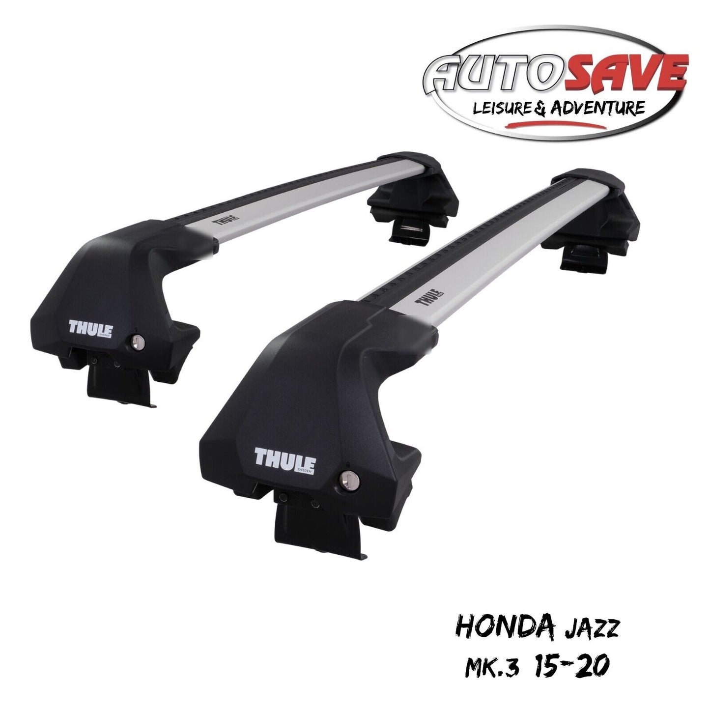 Thule WingBar Edge Silver Aluminium Roof Bars Set to fit Honda Jazz Mk.3 15-20