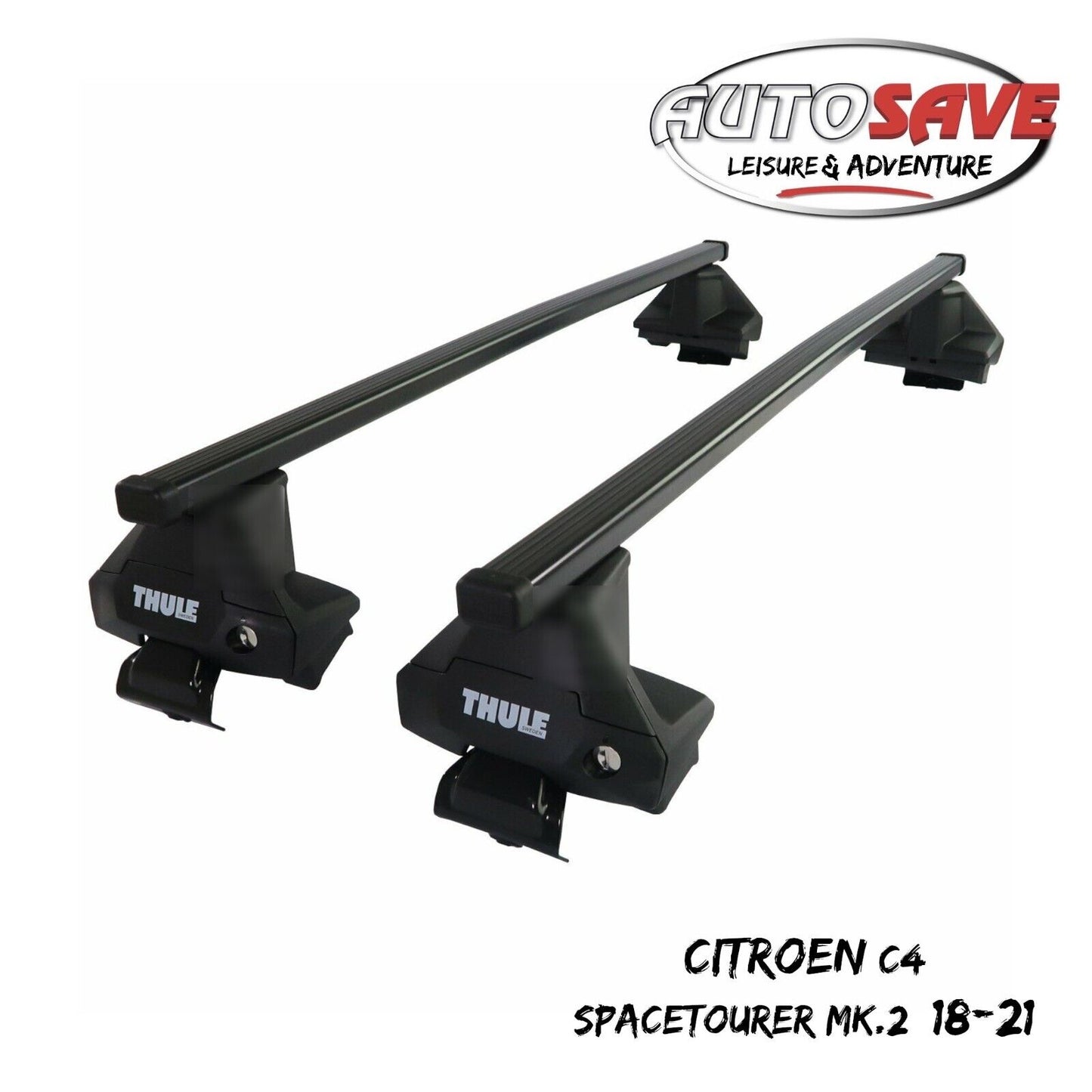 Thule Steel SquareBar Evo Roof Bars Set to fit Citroen C4 SpaceTourer Mk.2 18-21