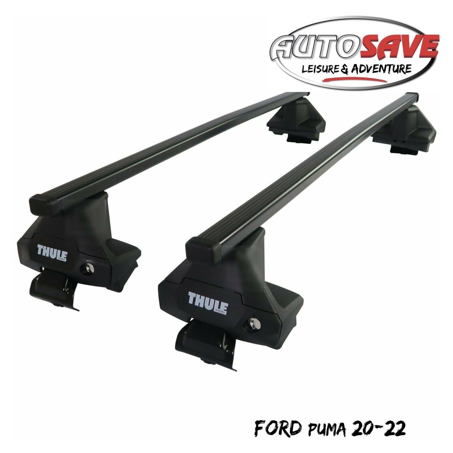 Thule Steel SquareBar Evo Roof Bars Set to fit Ford Puma 20-22 Lockable Pair