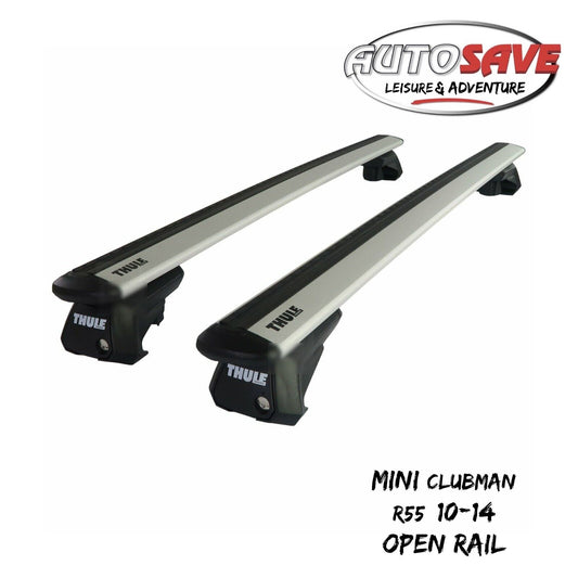 Thule Alu WingBar Evo Silver Roof Bars to fit Mini Clubman R55 10-14 Open Rail