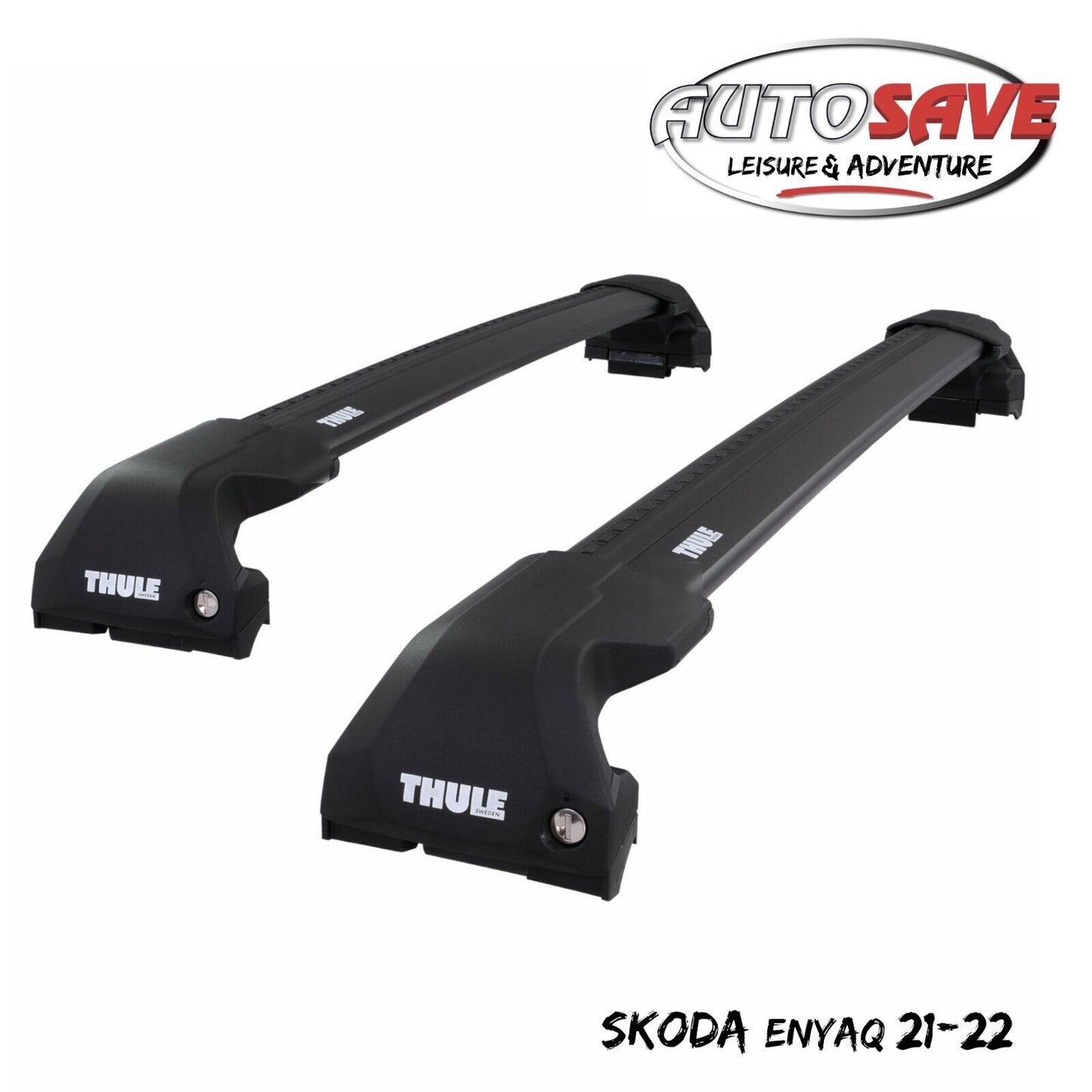 Thule WingBar Edge Black Aluminium Roof Bars Set to fit Skoda Enyaq 21-22 Rails
