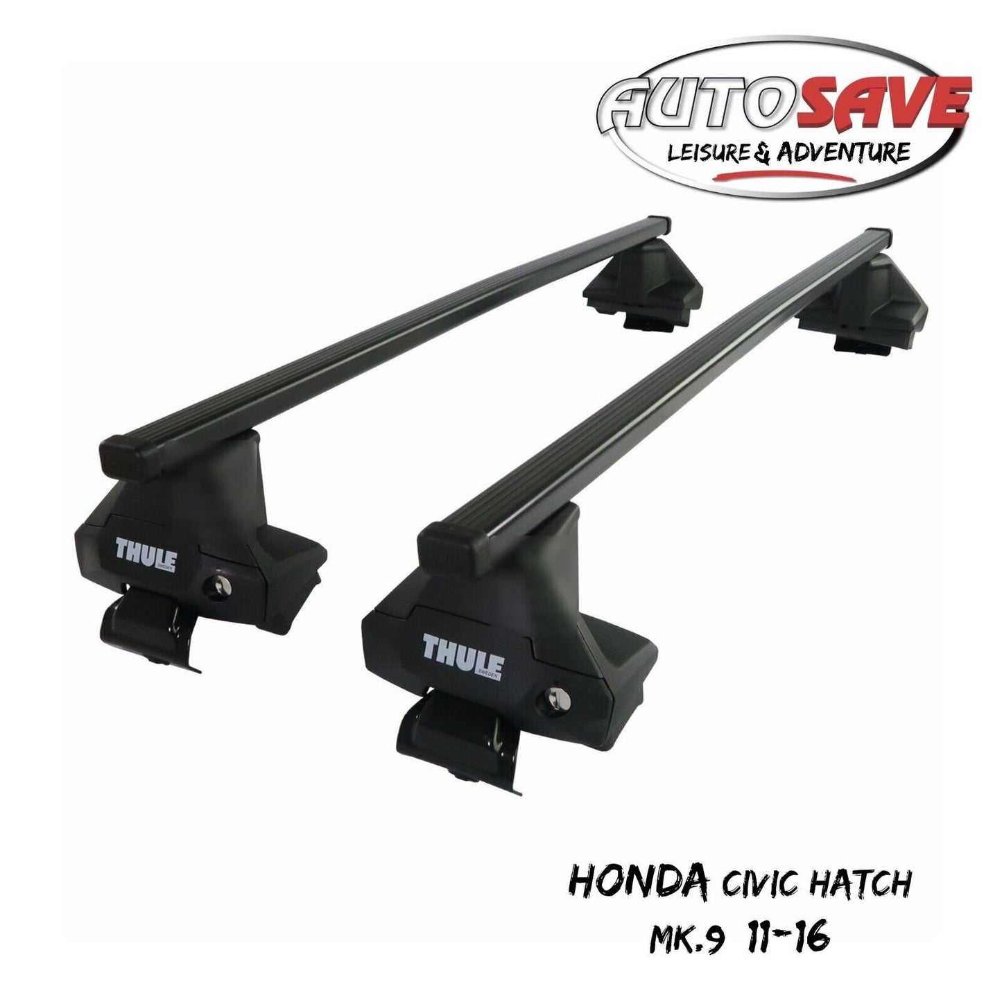Thule Steel SquareBar Evo Roof Bars Set to fit Honda Civic Mk.9 Hatchback 11-16