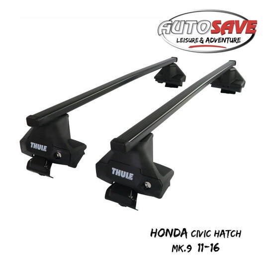 Thule Steel SquareBar Evo Roof Bars Set to fit Honda Civic Mk.9 Hatchback 11-16