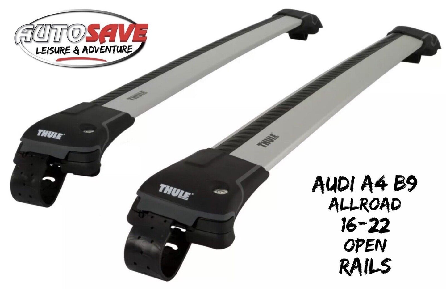 Thule WingBar Edge Silver Roof Bars Audi A4 B9 Allroad 16-22 Open Rails Alu Aero