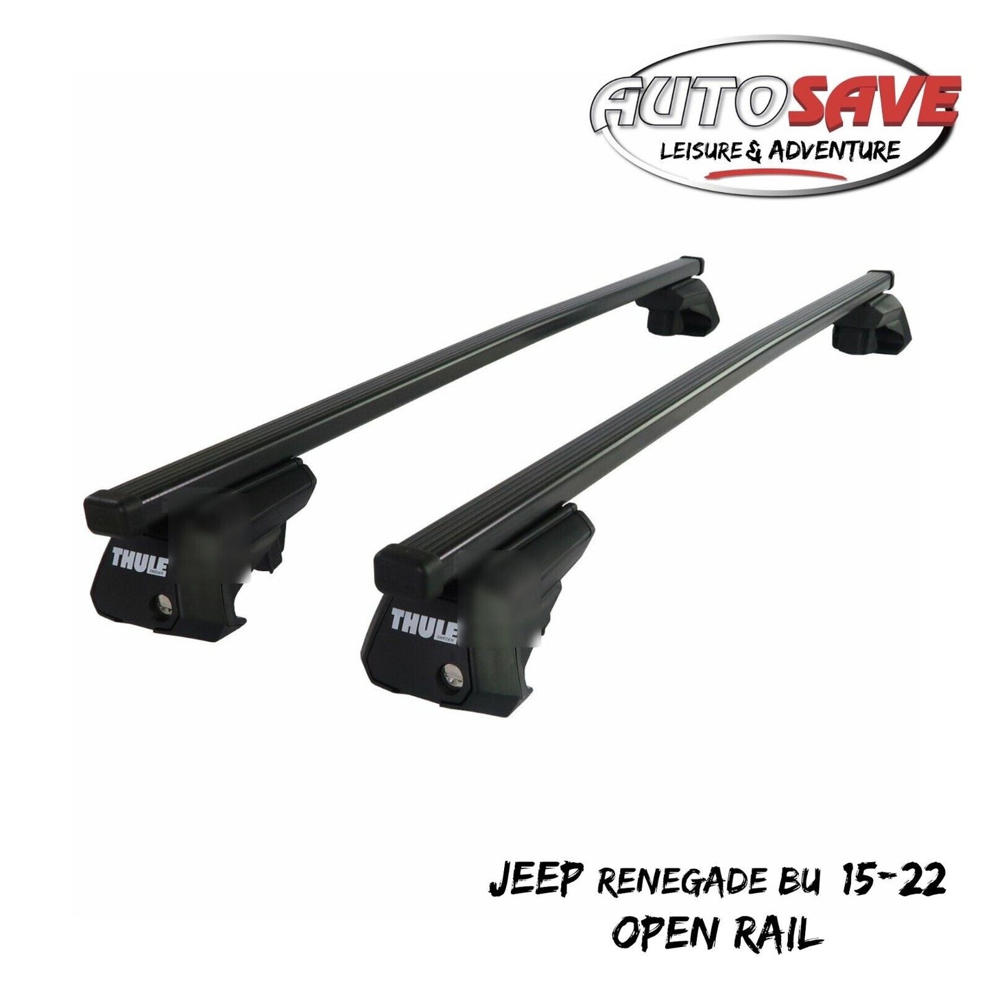 Thule Steel SquareBar Evo Roof Bars Set to fit Jeep Renegade BU 15-22 Open Rail