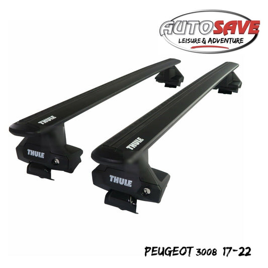 Thule Aluminium WingBar Evo Black Roof Bars Set to fit Peugeot 3008 17-22 Aero