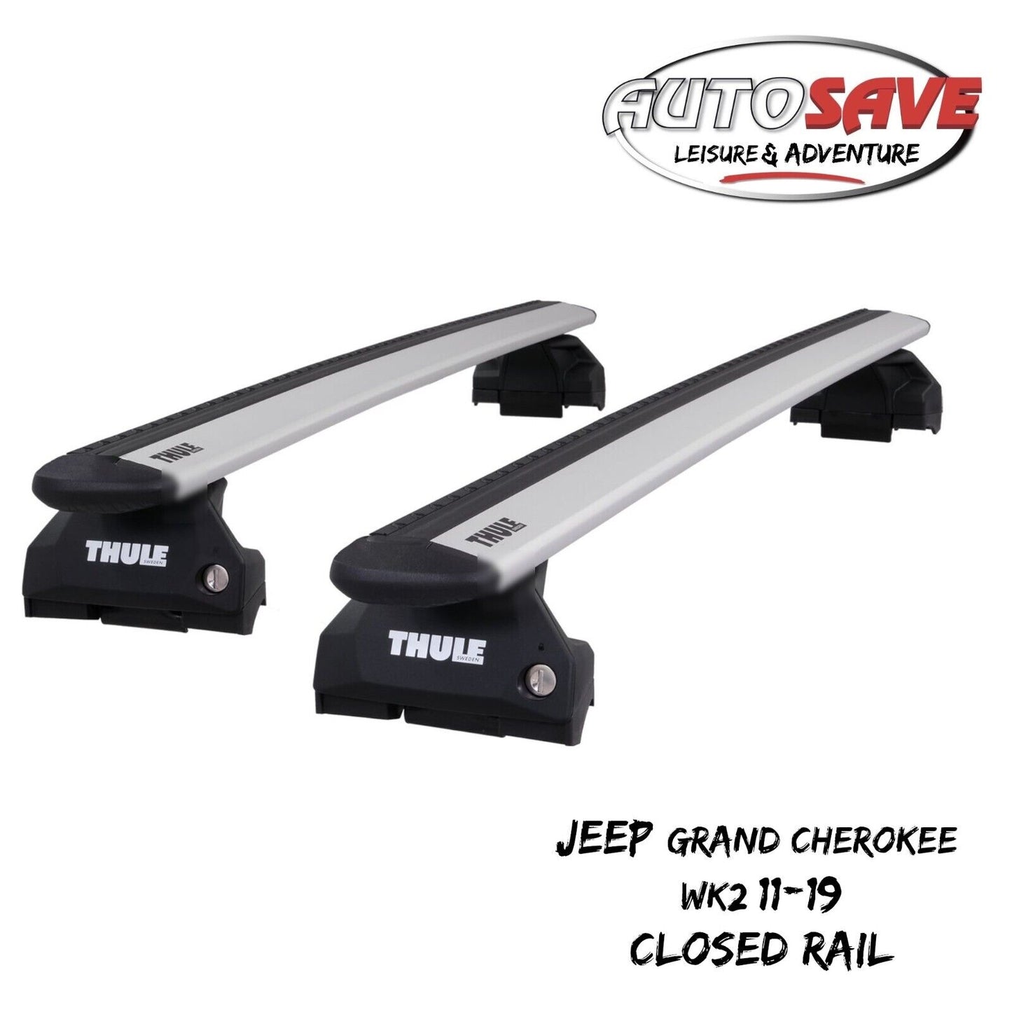 Thule WingBar Evo Silver Roof Bars fit Jeep Grand Cherokee WK2 11-19 Closed Rail