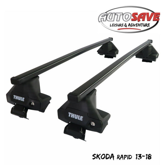 Thule Steel SquareBar Evo Roof Bars Set to fit Skoda Rapid 13-18 Lockable Pair