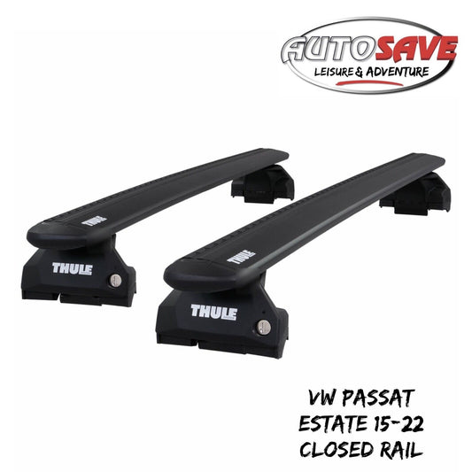Thule Alu WingBar Evo Black Roof Bars to fit VW Passat Estate 15-22 Closed Rail