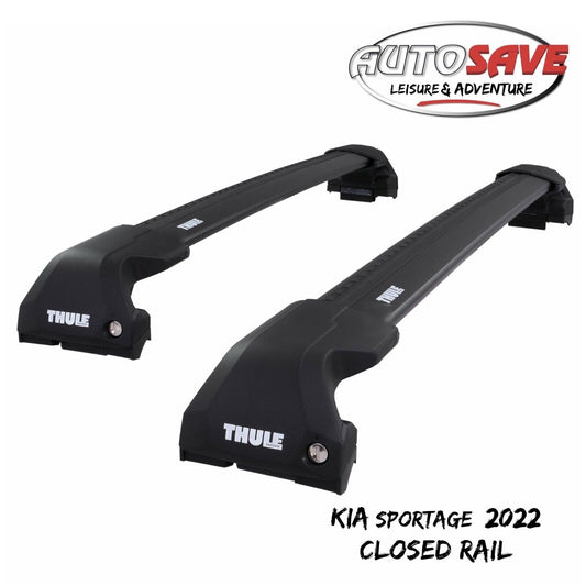 Thule WingBar Edge Black Roof Bars for Kia Sportage 2022 Closed Rails Pair