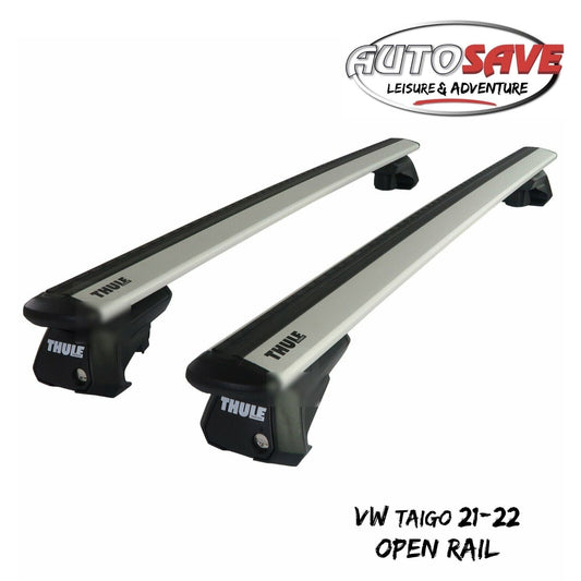 Thule Aluminium WingBar Evo Silver Roof Bars Set for VW Taigo 21-22 Open Rail