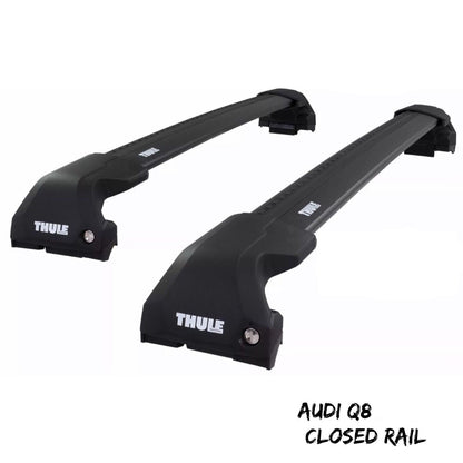 WingBar Edge (black) Aluminium Roof Bar Set for Audi Q8 2019-22 Flush (closed) Rails
