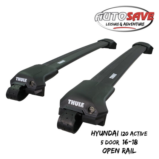 Thule WingBar Edge Black Roof Bars Hyundai i20 Active 5 Door 16-18 Open Rails
