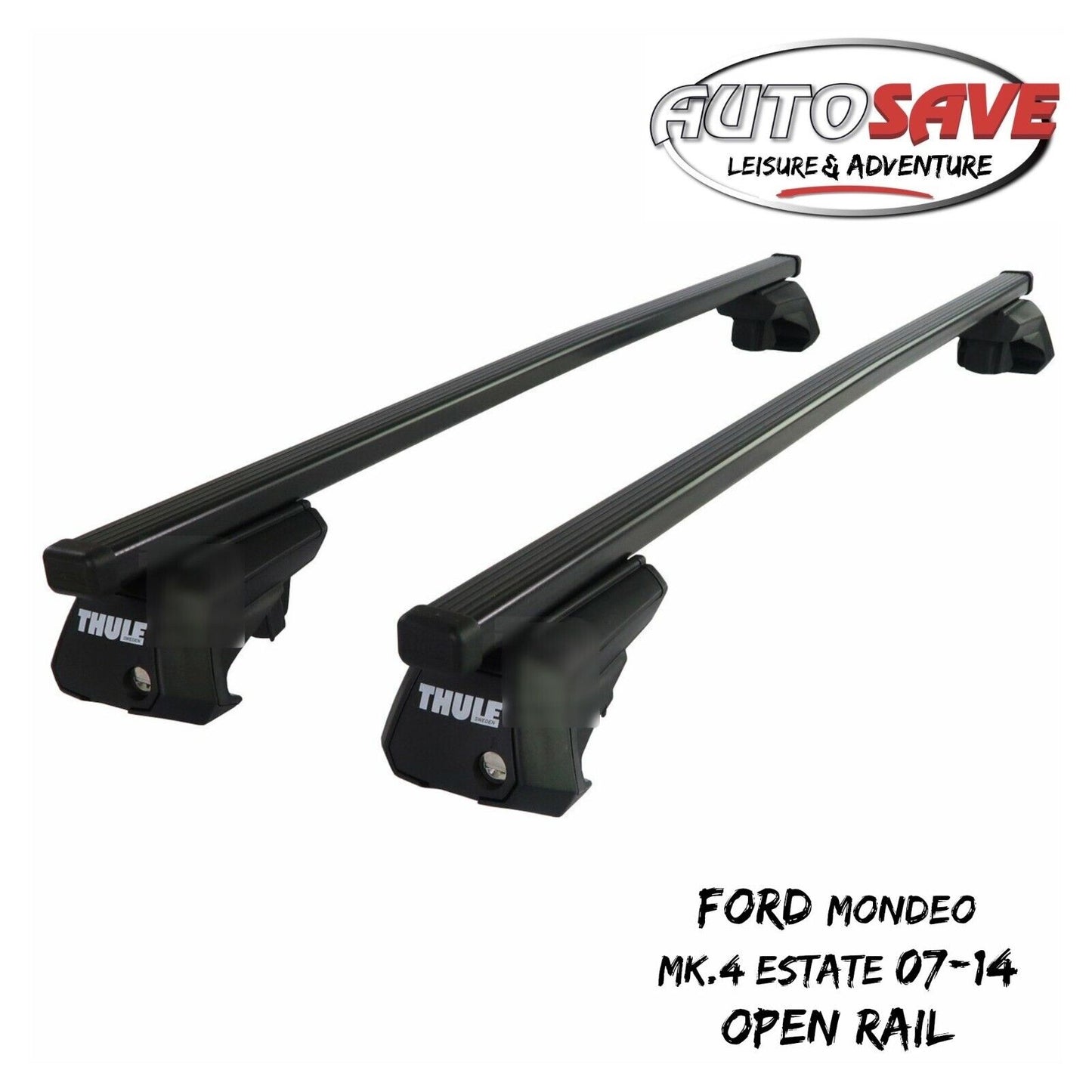 Thule Steel SquareBar Evo Roof Bars fit Ford Mondeo Mk.4 Estate 07-14 Open Rail