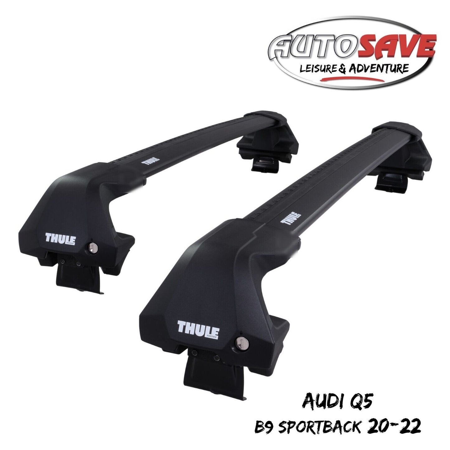 Thule WingBar Edge Black Aluminium Roof Bars Set for Audi Q5 Sportback B9 20-22