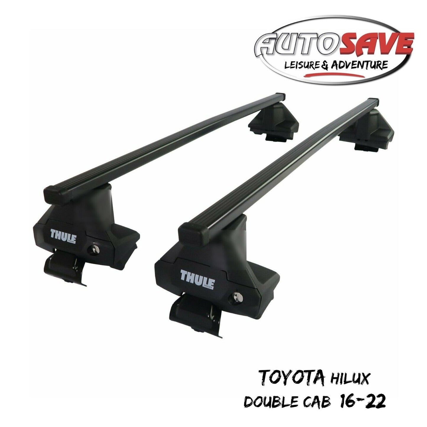 Thule Steel SquareBar Evo Roof Bars Set to fit Toyota Hilux Double Cab 16-22