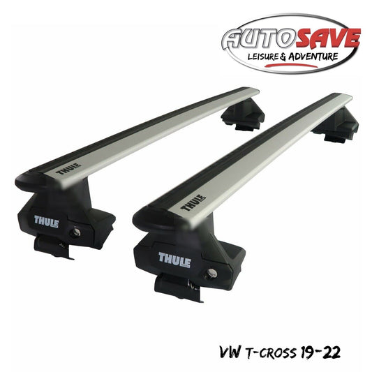 Thule Aluminum WingBar Evo Silver Roof Bars Set to fit VW T-Cross 19-22 Lockable