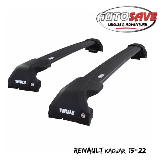 Thule WingBar Edge Black Aluminium Roof Bars Set for Renault Kadjar 15-22 Rails
