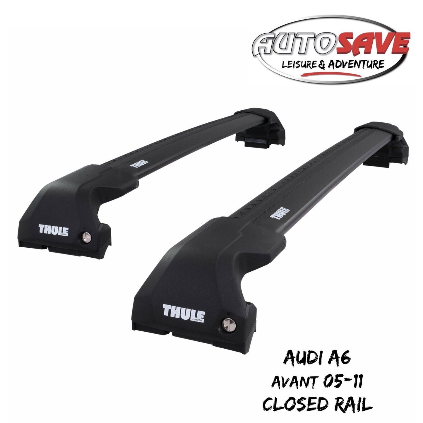 Thule WingBar Edge Black Aluminium Roof Bars Set for Audi A6 Avant 05-11 Rails