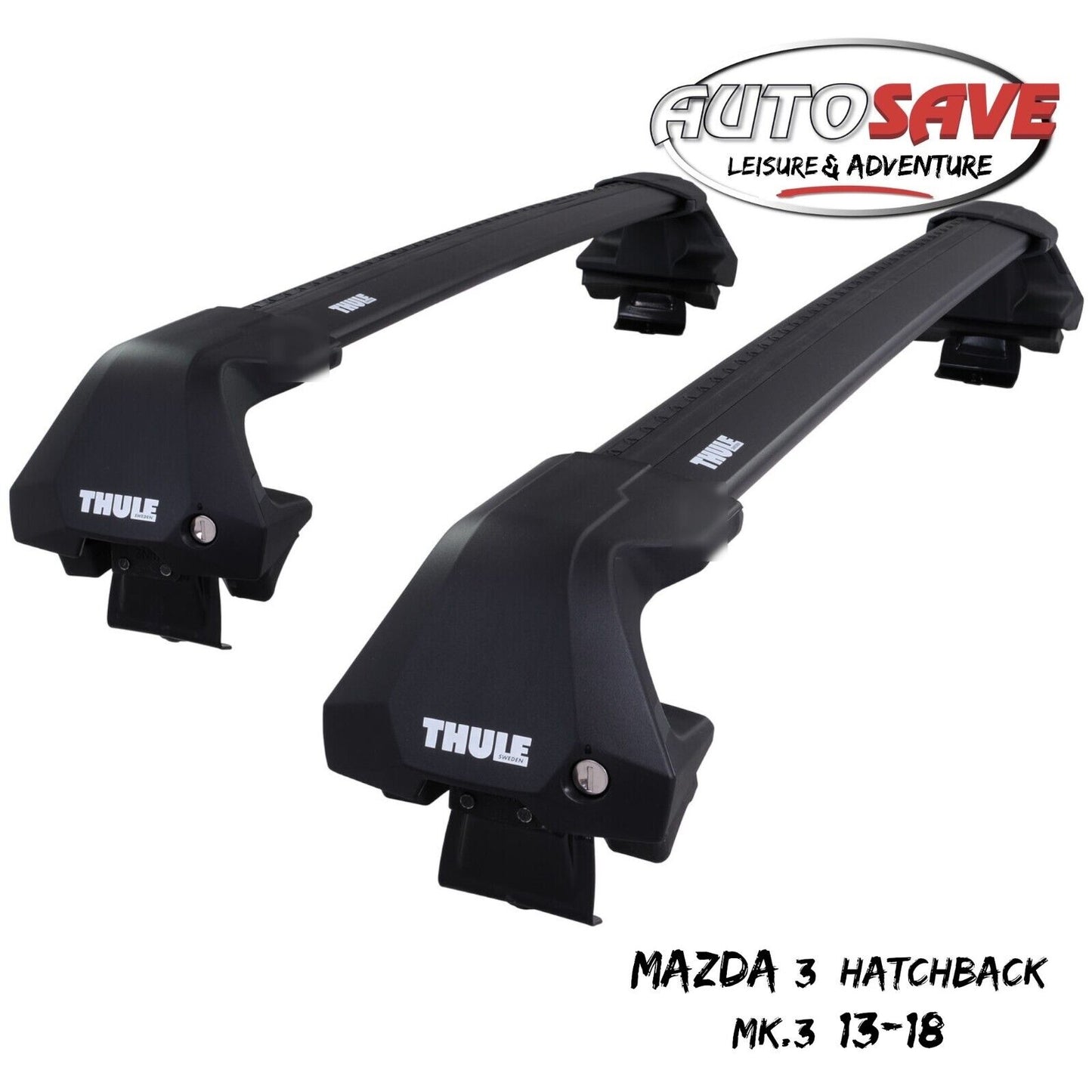 Thule WingBar Edge Black Aluminium Roof Bars for Mazda 3 Hatchback Mk.3 13-18