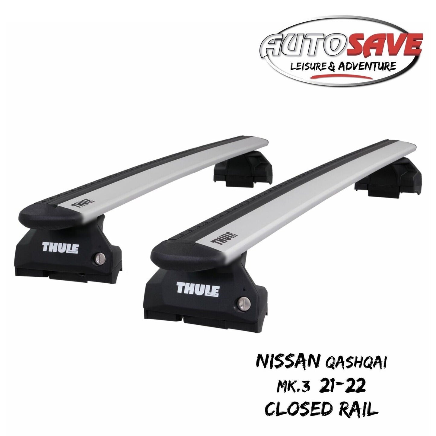 Thule WingBar Evo Silver Roof Bars Set for Nissan Qashqai Mk.3 21-22 Closed Rail