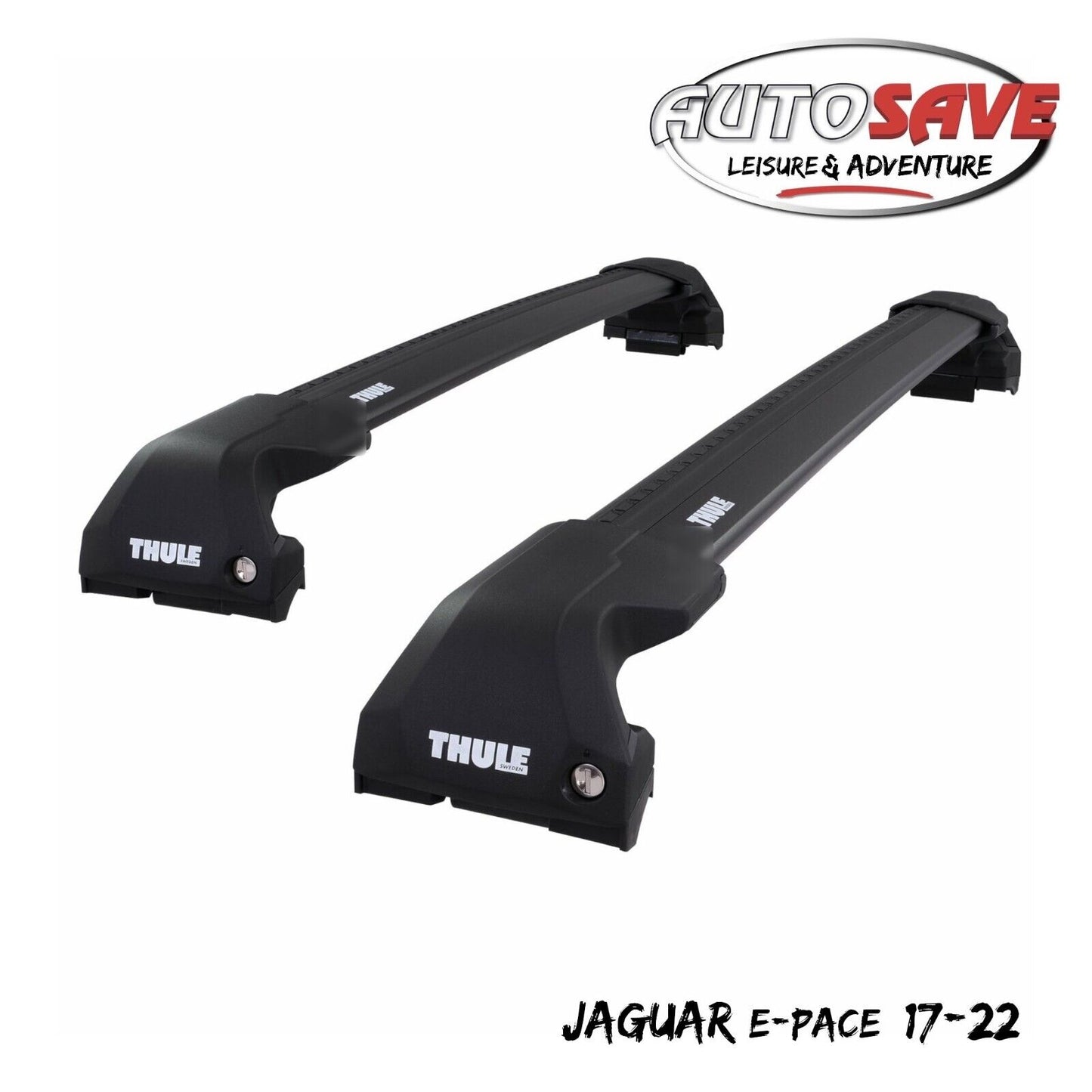 Thule WingBar Edge Black Aluminium Roof Bars Set for Jaguar E-Pace 17-22 Rails