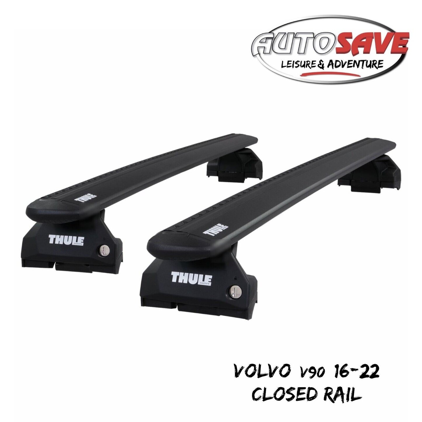 Thule Aluminium WingBar Evo Black Roof Bars to fit Volvo V90 16-22 Closed Rail