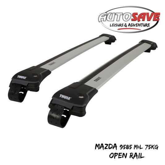 Thule 9585 M+L WingBar Edge Black Car Roof Bars 75 kg Open Rails Lockable Pair