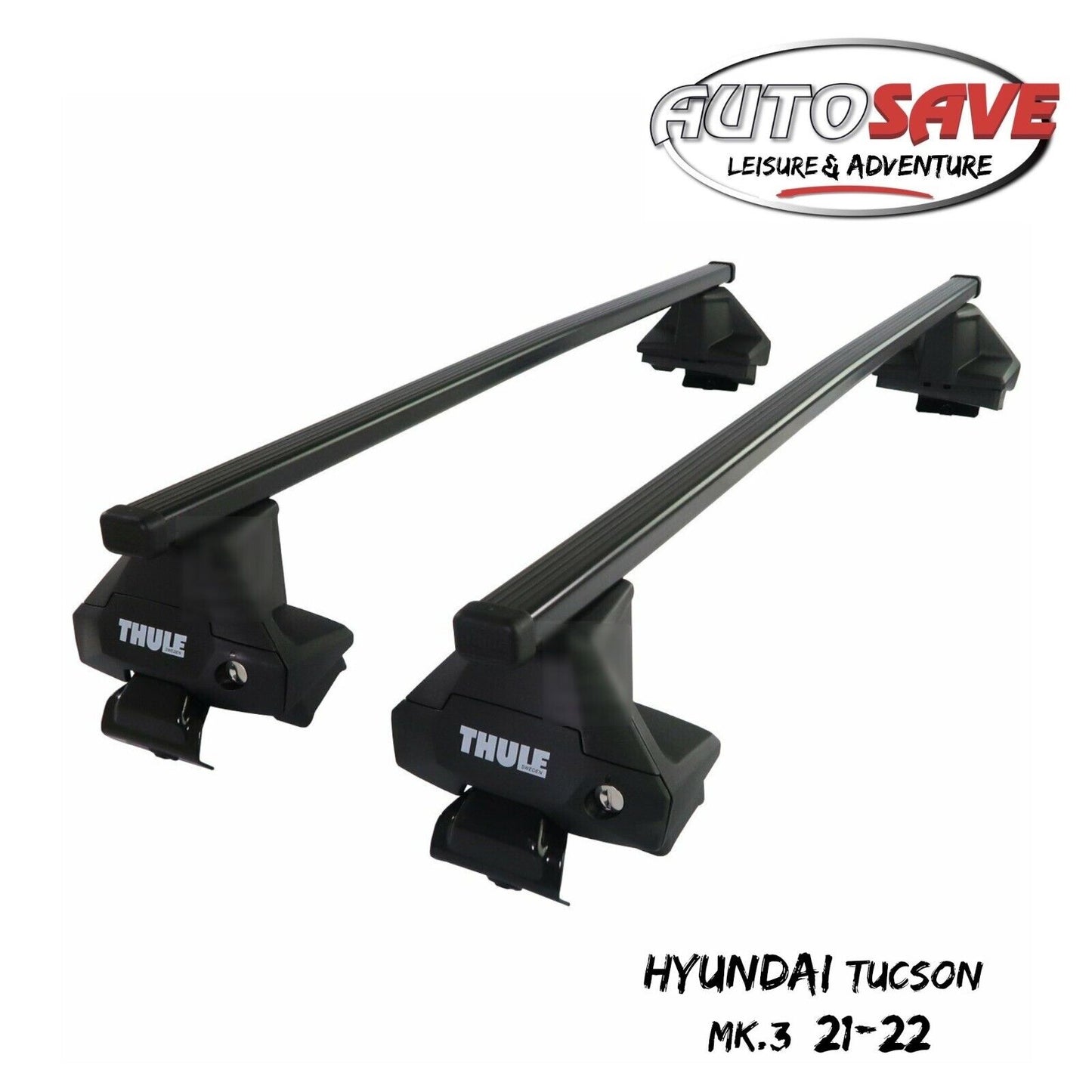 Thule Steel SquareBar Evo Roof Bars Set to fit Hyundai Tucson Mk.3 21-22 Lockabl