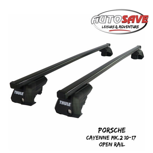 Thule Steel SquareBar Evo Roof Bar Set fit Porsche Cayenne Mk.2 10-17 Open Rail