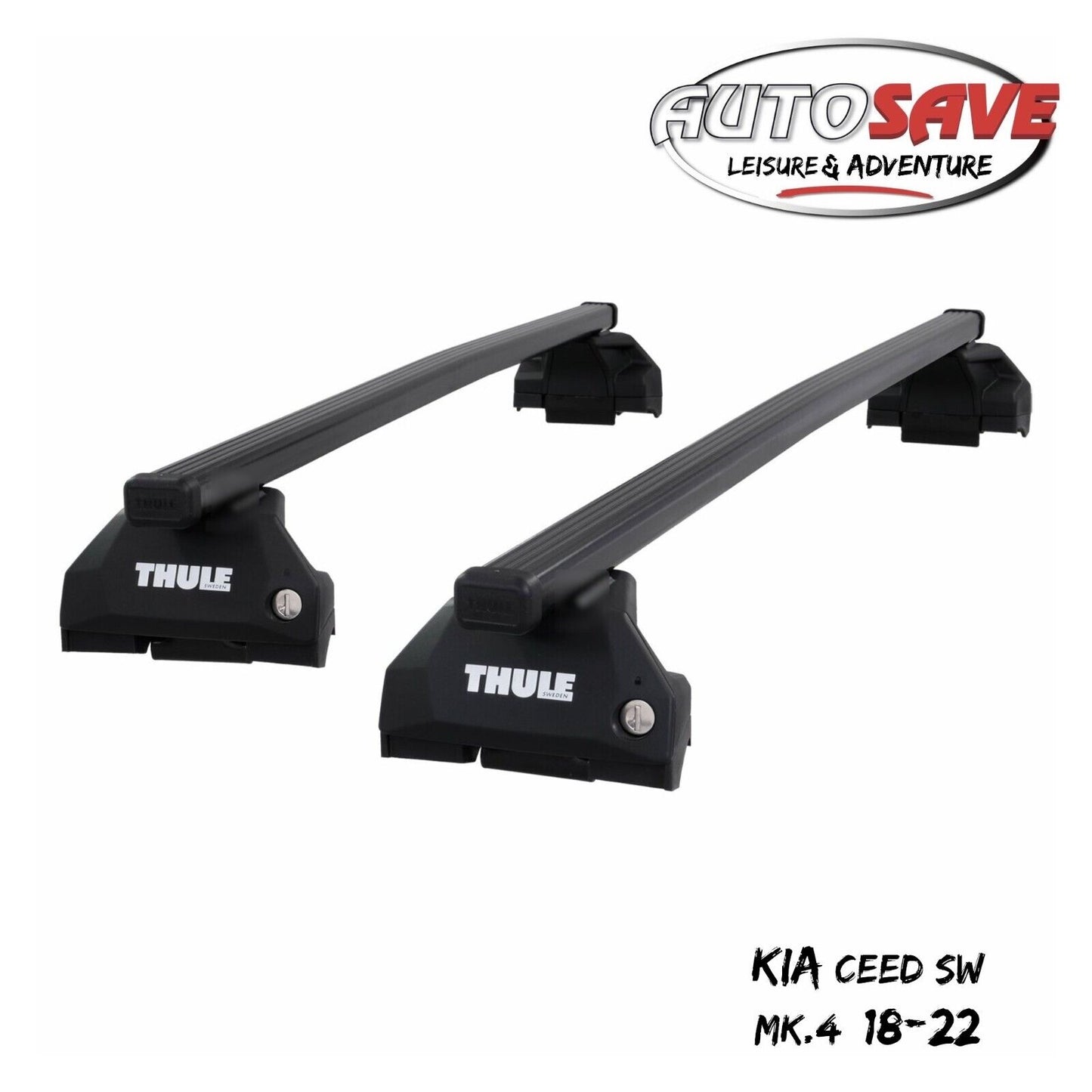 Thule Steel SquareBar Evo Roof Bar Set to fit Kia Ceed SW Mk.4 18-22 Lockable