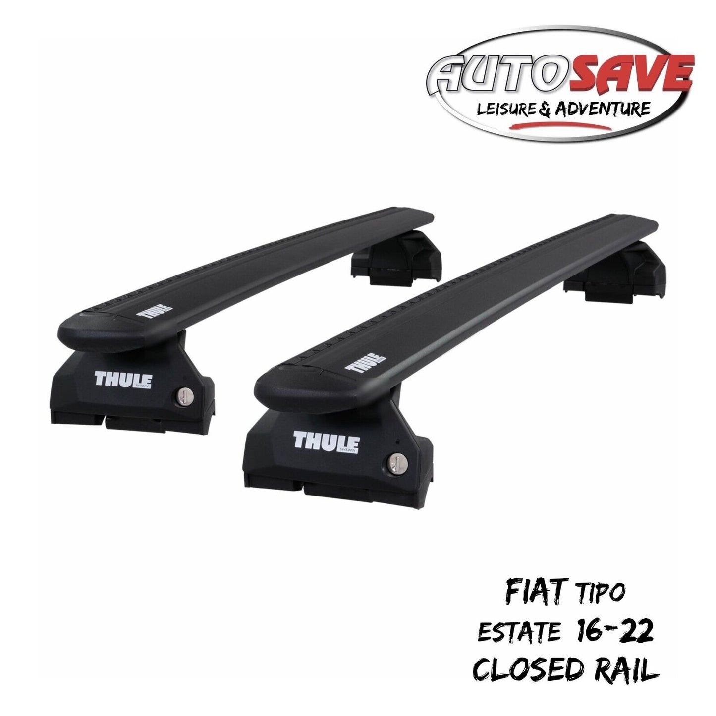 Thule Alu WingBar Evo Black Roof Bars to fit Fiat Tipo Estate 16-22 Closed Rail