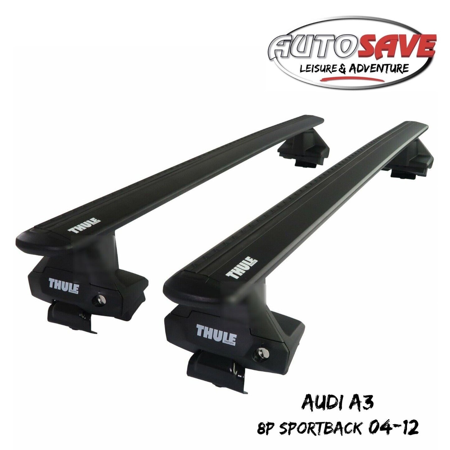 Thule Aluminium WingBar Evo Black Roof Bars to fit Audi A3 8P Sportback 04-12