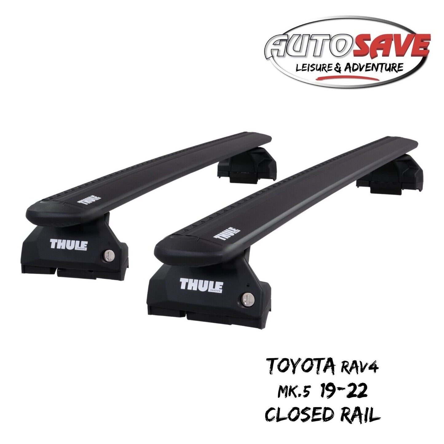Thule WingBar Evo Black Roof Bars Set to fit Toyota RAV4 Mk.5 19-22 Closed Rail