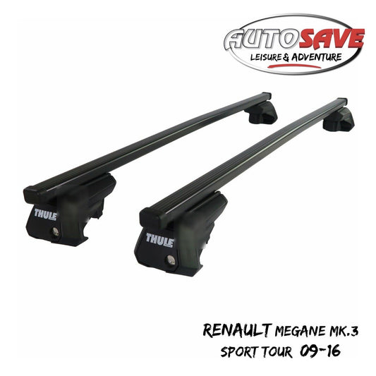 Thule Steel SquareBar Evo Roof Bars Renault Megane Mk.3 Sport Tour 09-16 Rails