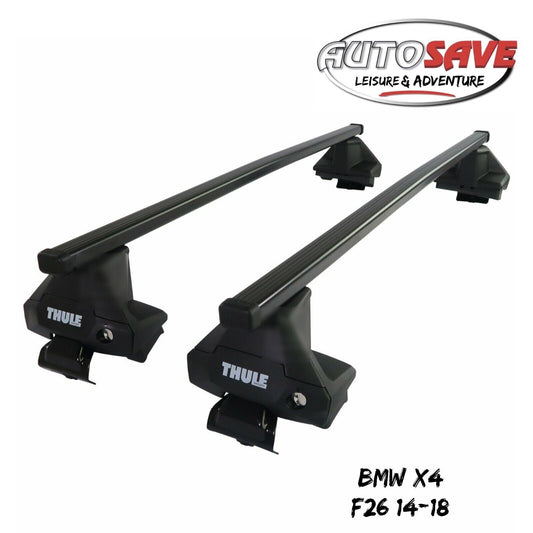 Thule Steel SquareBar Evo Roof Bars Set to fit BMW X4 F26 14-18 Lockable Pair