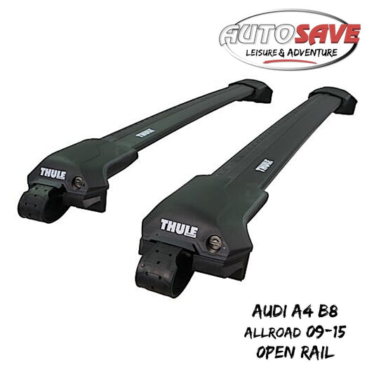 Thule WingBar Edge Black Roof Bars Audi A4 B8 Allroad 09-15 Open Rails Alu Aero
