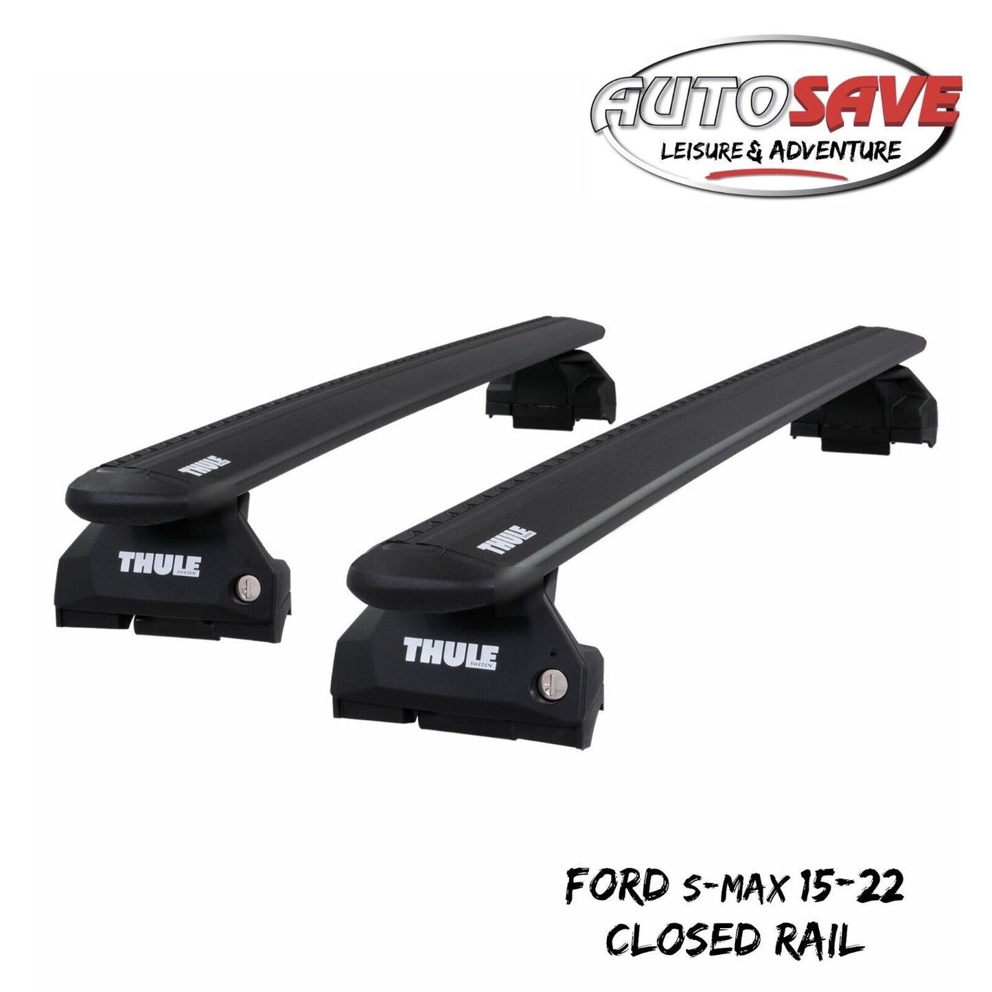 Thule Aluminium WingBar Evo Black Roof Bars to fit Ford S-Max 15-22 Closed Rail