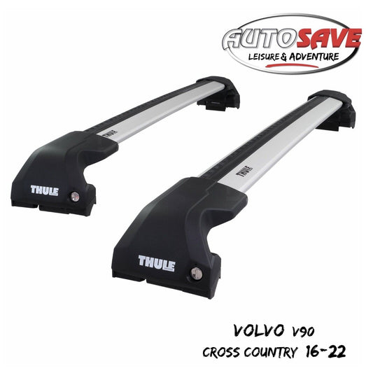 Thule WingBar Edge Silver Roof Bars Set for Volvo V90 Cross Country 16-22 Rails