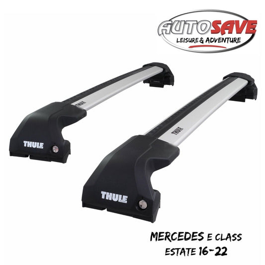 Thule WingBar Edge Silver Roof Bars Set for Mercedes E Class Estate 16-22 Rails