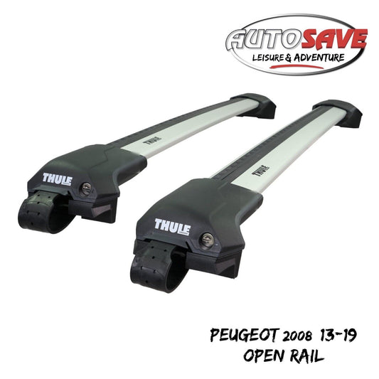 Thule WingBar Edge Silver Roof Bars Peugeot 2008 13-19 Open Rails Aluminium Aero
