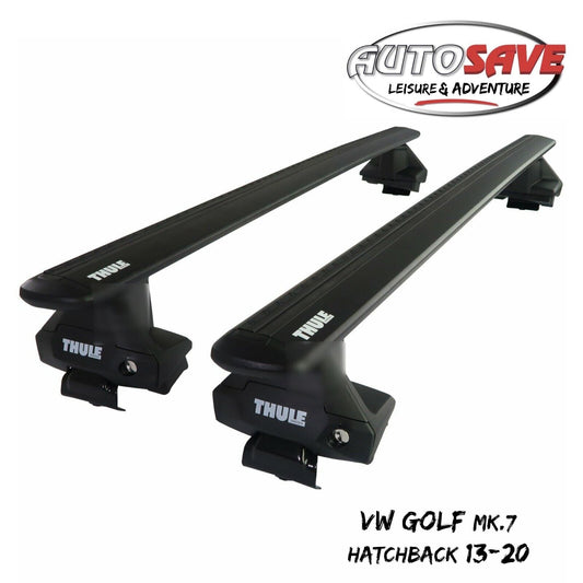 Thule Aluminium Black WingBar Evo Roof Bar Set fit VW Golf Mk.7 Hatchback 13-20