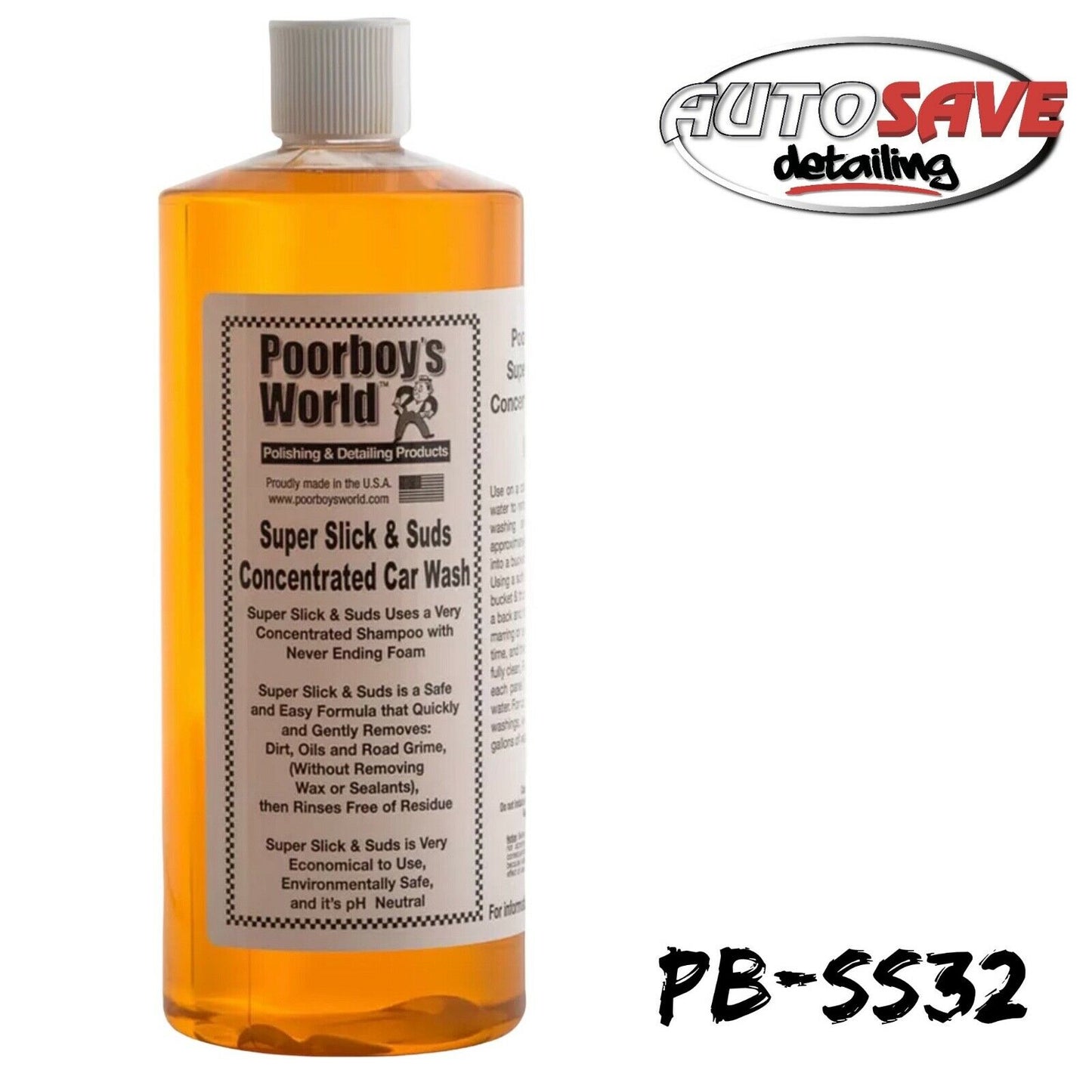 Poorboys Super Slick & Suds Concentrated Car Wash Shampoo 946mL