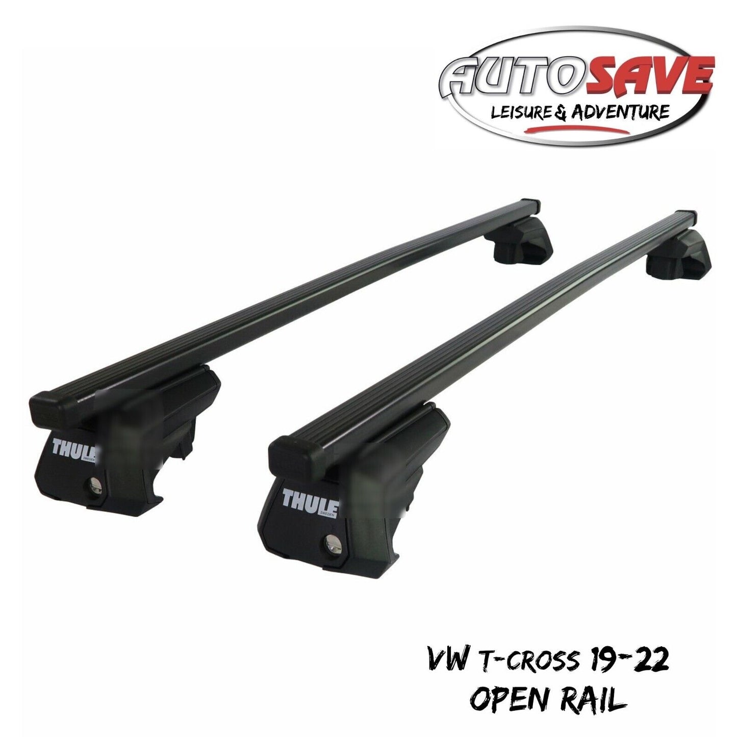 Thule Steel SquareBar Evo Roof Bar Set for VW T-Cross 19-22 Open Rail Lockable