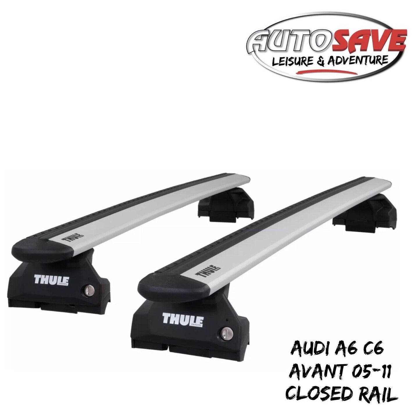Thule Alu WingBar Evo Silver Roof Bars to fit Audi A6 C6 Avant 05-11 Closed Rail